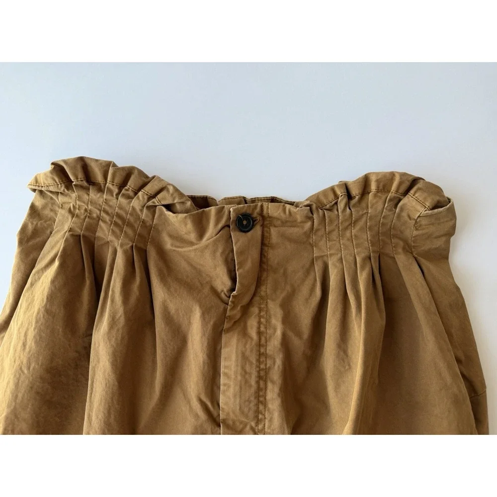 Free People Women's M Brown Paperbag Waist Cropped Wide Leg Pants 100% Cotton